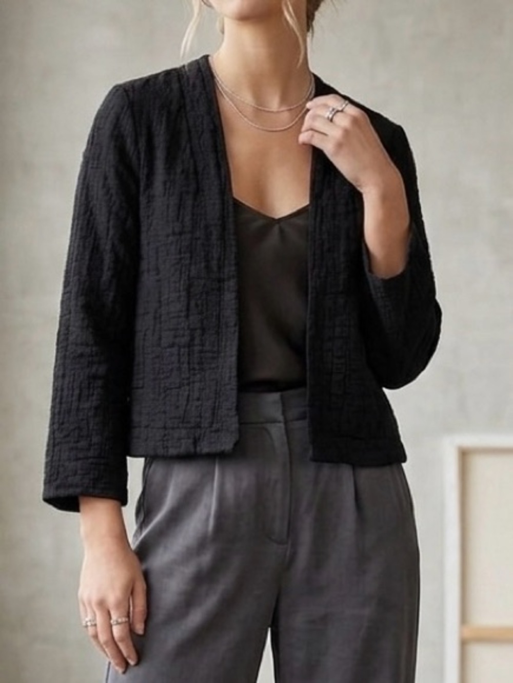 The Odells for Anthropologie Black Textured Capsule Jacket Pockets
